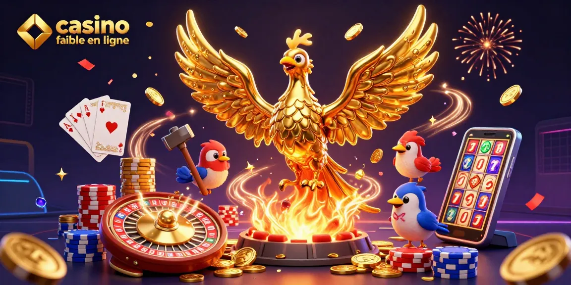 Jouer au casino fiable en ligne avec une scène féérique de phoenix en or et des pièces volantes.