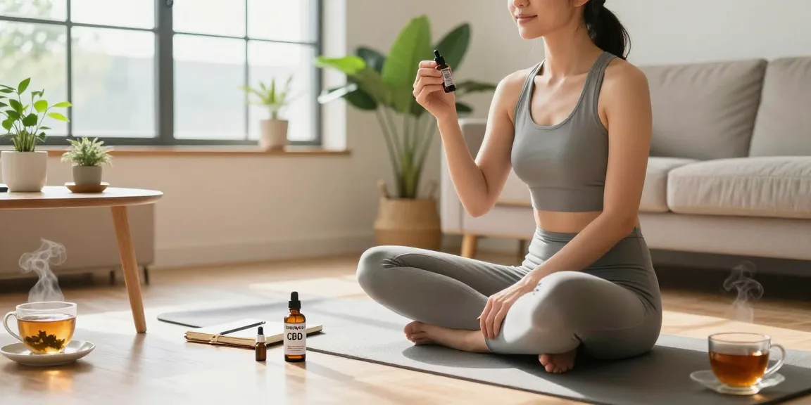 cbdonline natural wellness moment with Hempworx CBD oil and healthy lifestyle elements