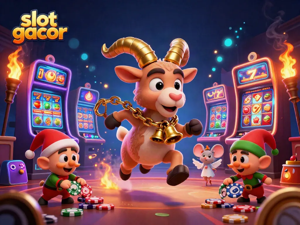 Engage with slot gacor action in a festive casino scene filled with vibrant gaming elements.