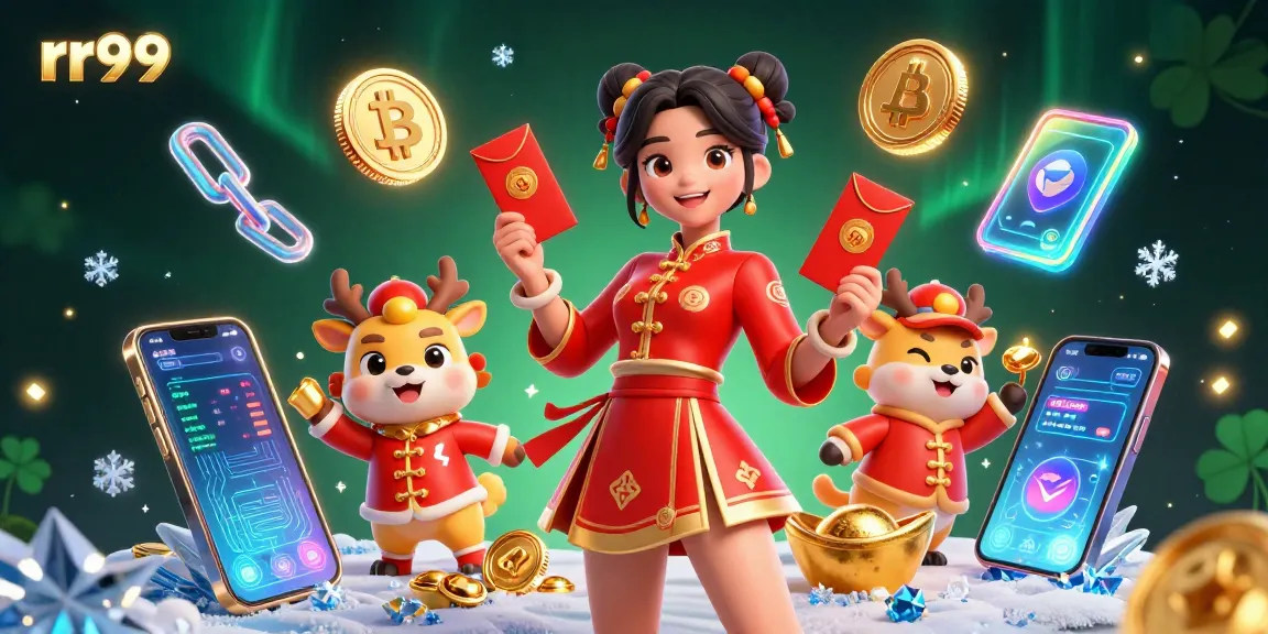 Engage in thrilling games at rr99, featuring festive visuals with wealth symbols and vibrant decorations.