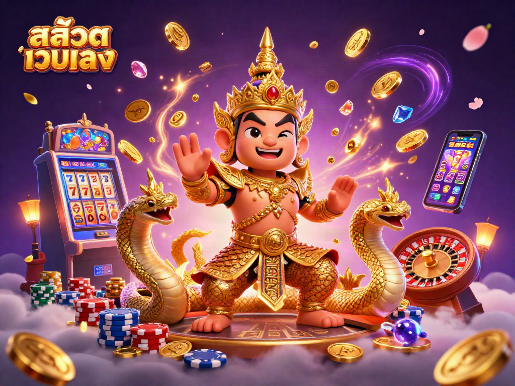Engage with สล็อตเว็บตรง via the animated scene of a guardian and thrilling game elements.