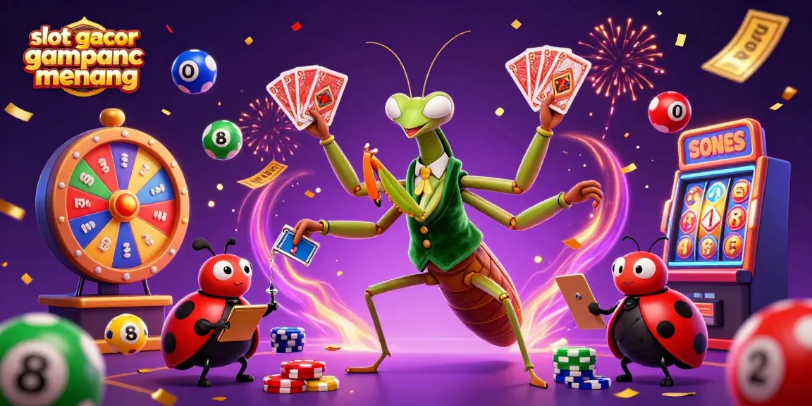 Experience the thrill of slot gacor gampang menang with winning symbols and festive elements in this vibrant 3D illustration.