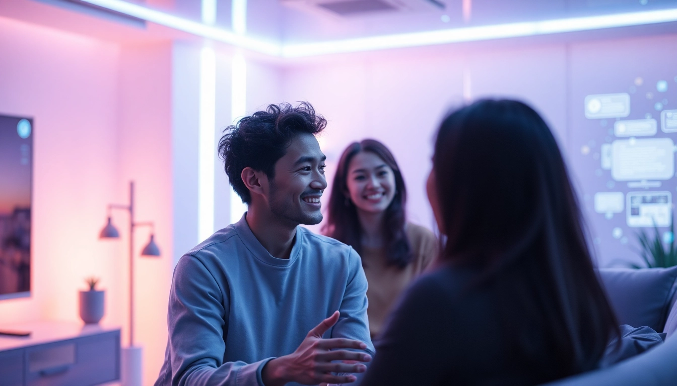 Engaging avatar in a futuristic AI chat interface for ai sex chat.