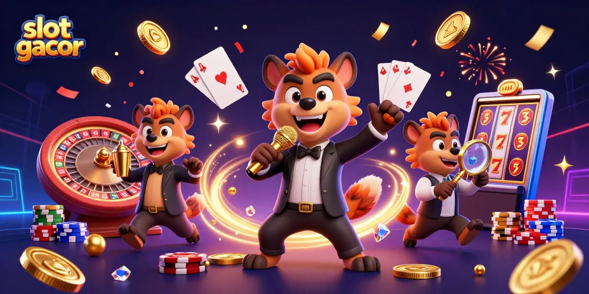 Experience the thrill of slot gacor with jubilant hyenas in a vibrant casino scene.