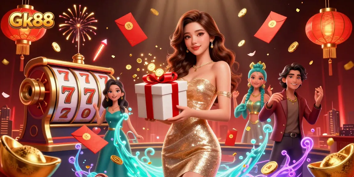 Experience the thrill of winning with Gk88’s vibrant casino scene featuring festive Lunar New Year elements.