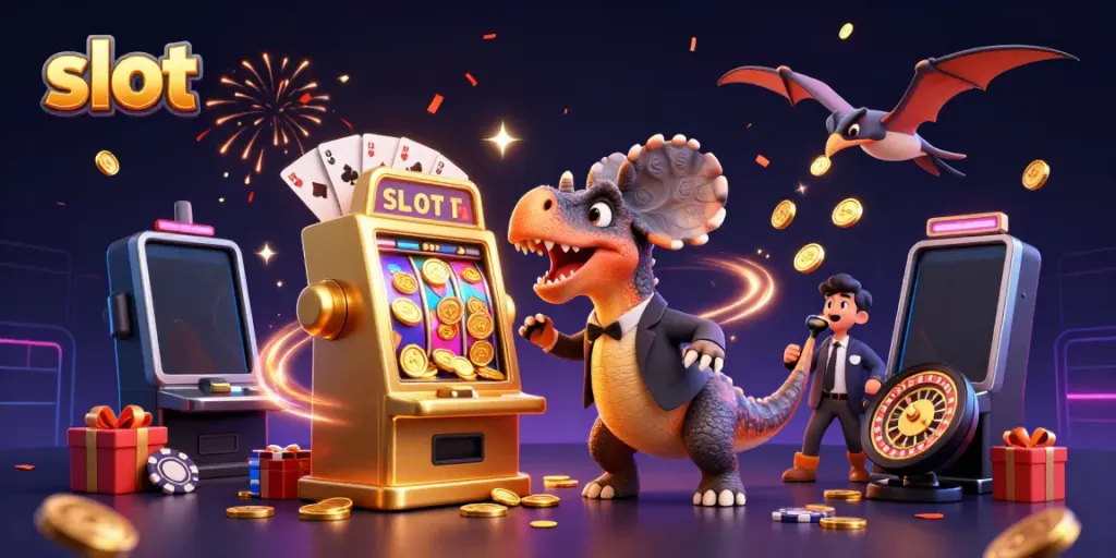 Momen seru saat dinosaur Pachycephalosaurus menabrak mesin slot emas, mendapatkan jackpot!