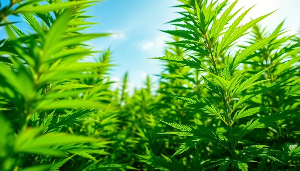 Visualizing CBD through vibrant hemp plants in a serene, natural environment.