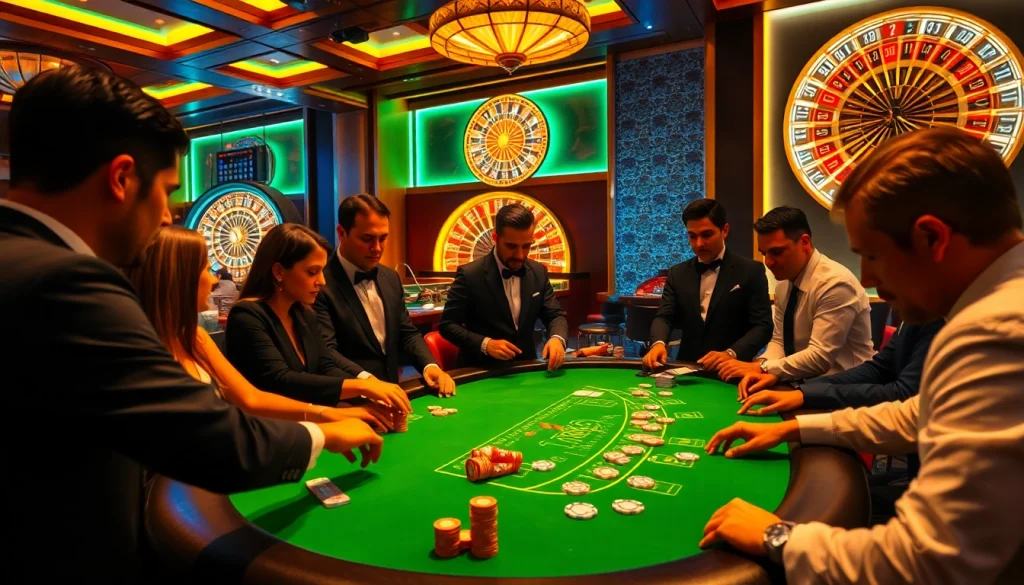 Experience the excitement of gaming at hay88 with players engaging at a blackjack table.