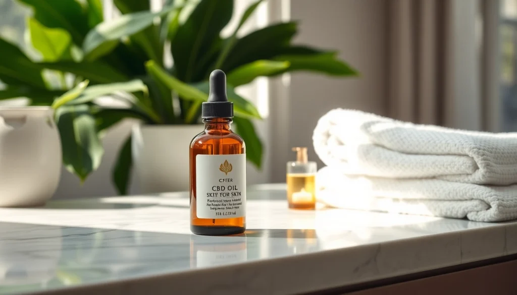 Enhance your skincare routine with CBD oil for skin, beautifully displayed in a serene spa setting.
