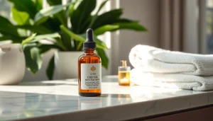 Enhance your skincare routine with CBD oil for skin, beautifully displayed in a serene spa setting.