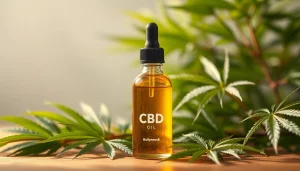 Appliquer l'huile cbd hollyweed sur un fond naturel apaisant pour promouvoir le bien-être.