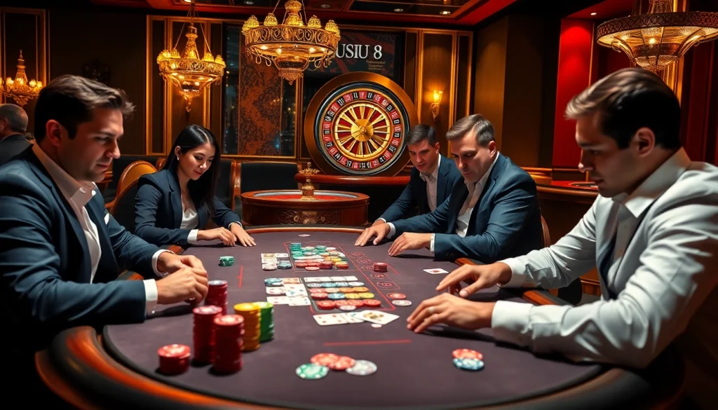 Engage in high-stakes gaming by registering at GO8 with vibrant casino visuals of poker tables and chips.