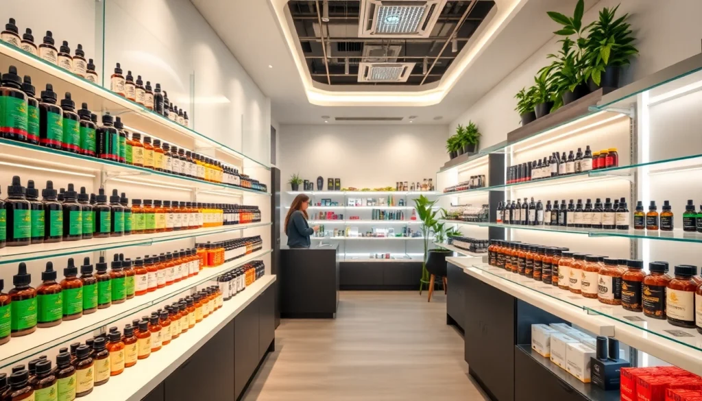 Shop for high-quality cbd madrid products with vibrant displays and warm lighting