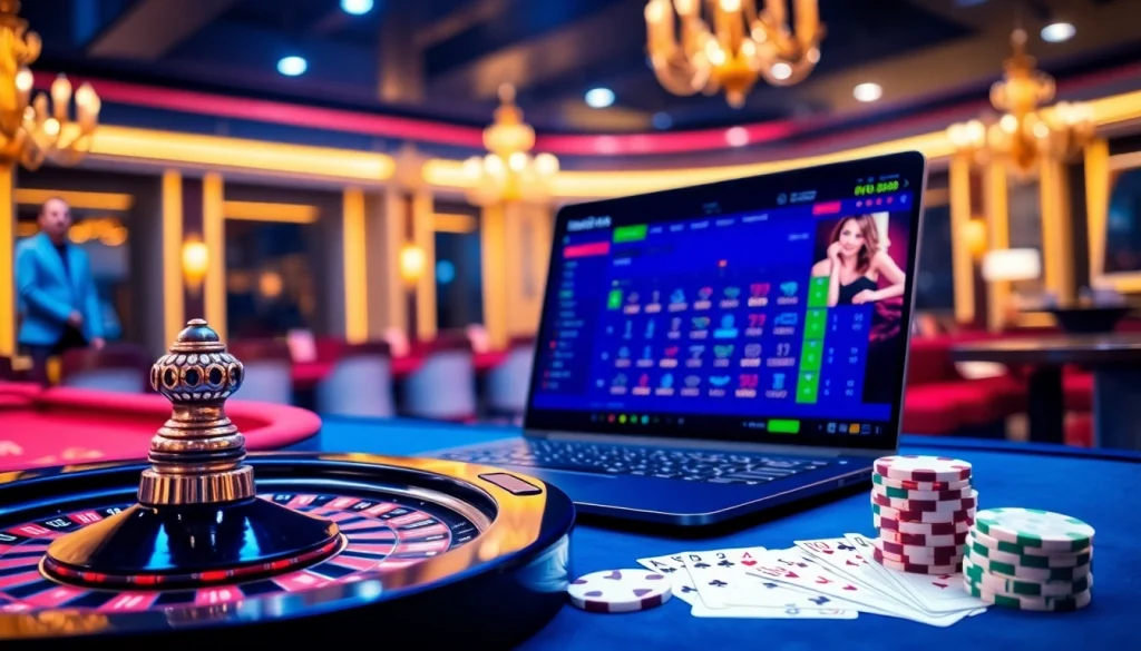 Experience exciting gameplay at trang chủ nn88 with vibrant casino elements like roulette and poker chips.