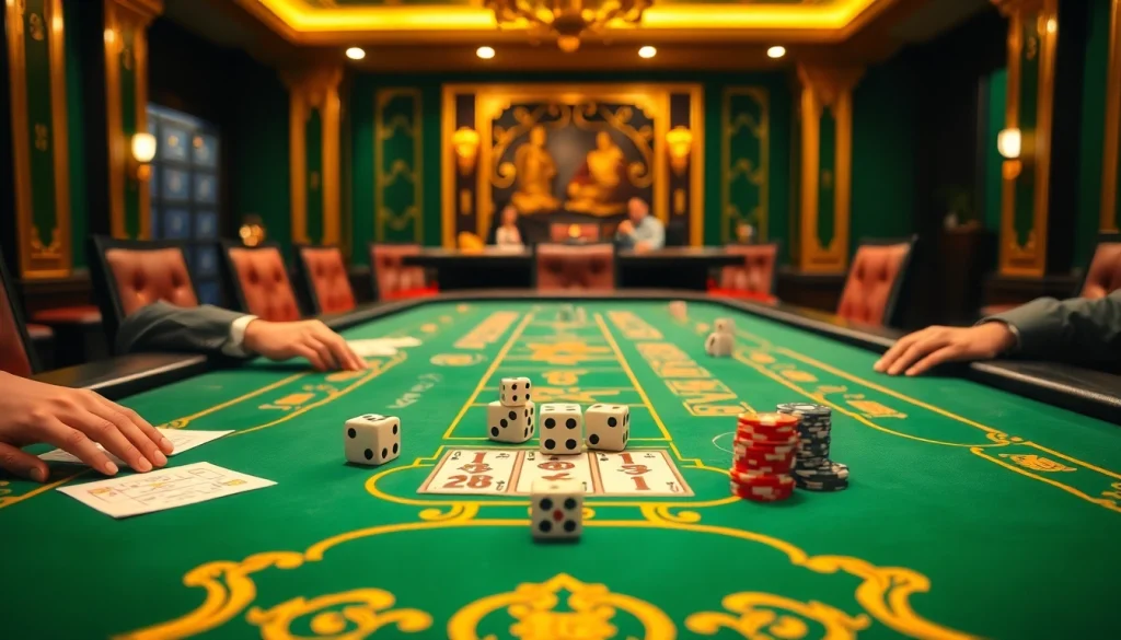 Engaging scene of players enjoying Tài Xỉu MD5 online, with vibrant gaming elements.