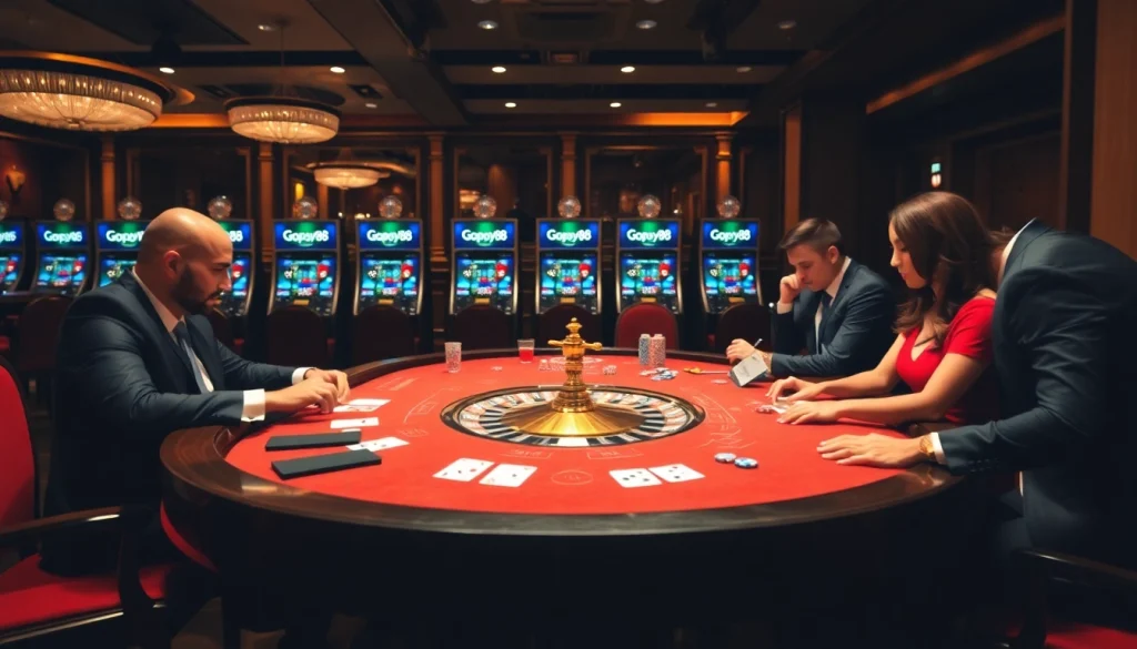 Experience thrilling gambling action at Gopay88 with vibrant tables and engaged players.