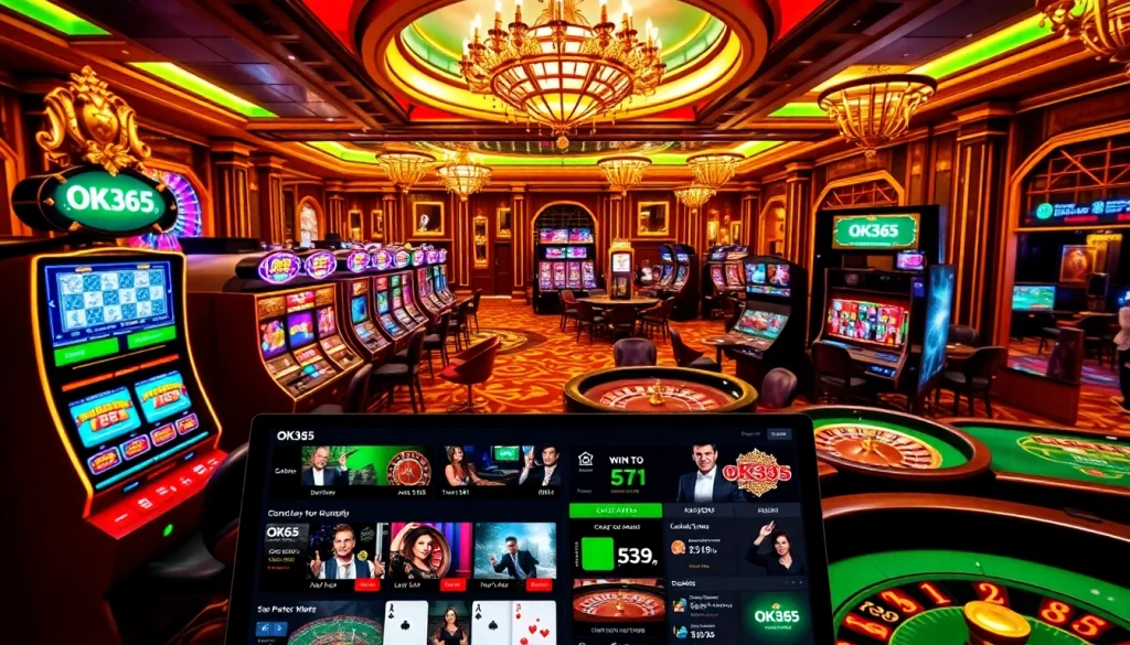 OK365 offers an exciting online gambling experience with vibrant casino visuals and engaging gameplay.