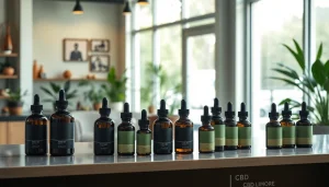 Visit a premium vape shop near me featuring an inviting CBD display and a modern aesthetic.
